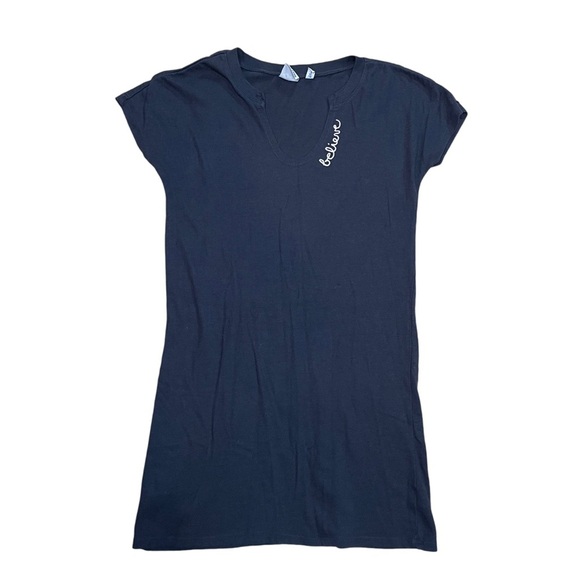 Junk Food Disney Women’s Black Embroidered Believe Short Sleeve Sleep T-Shirt - Picture 1 of 6